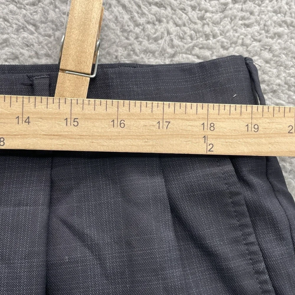 Vintage Stafford Dress Pants Mens 38x32* 100% Wool Blue Plaid Office Trouser 90s